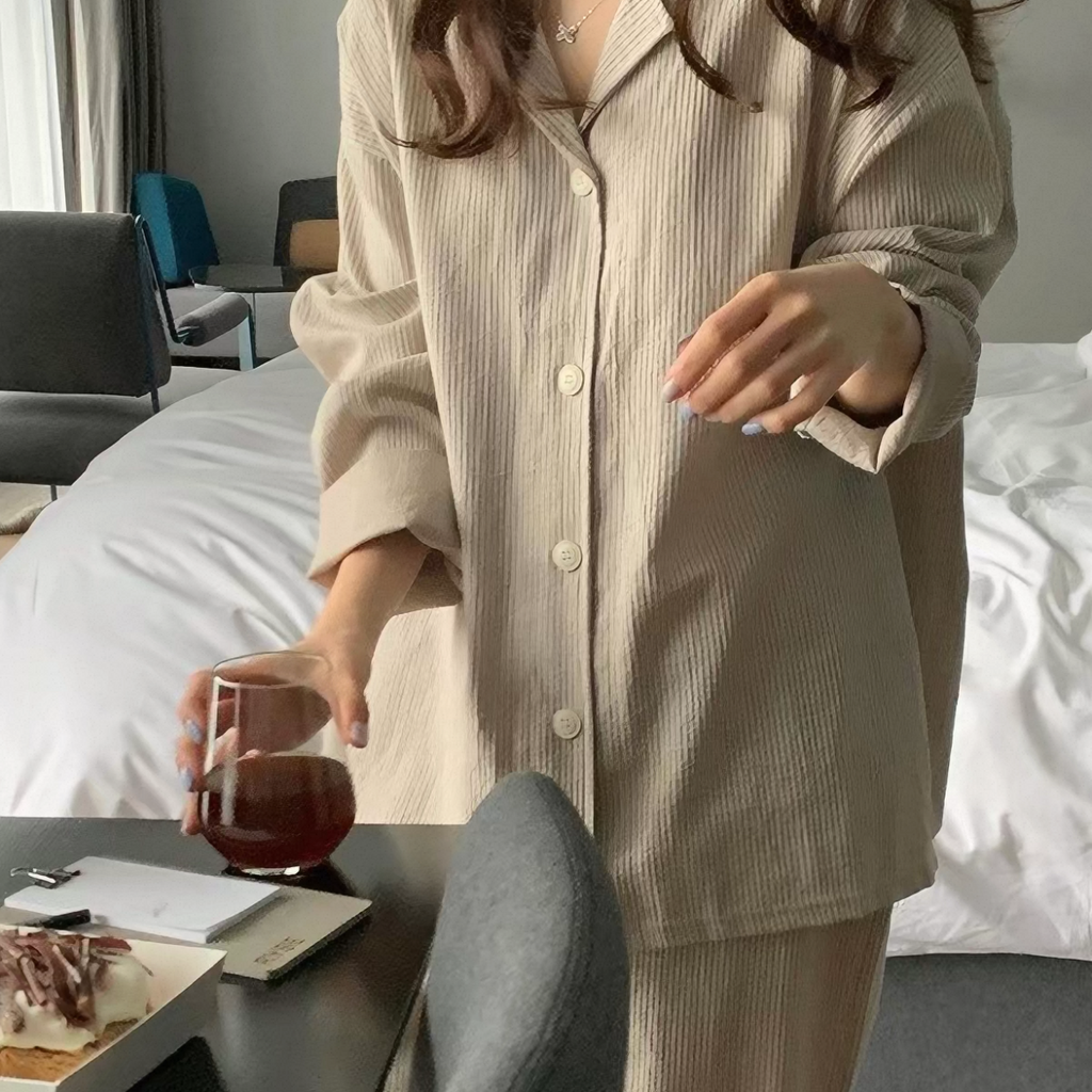 Striped Brown Pajama Set