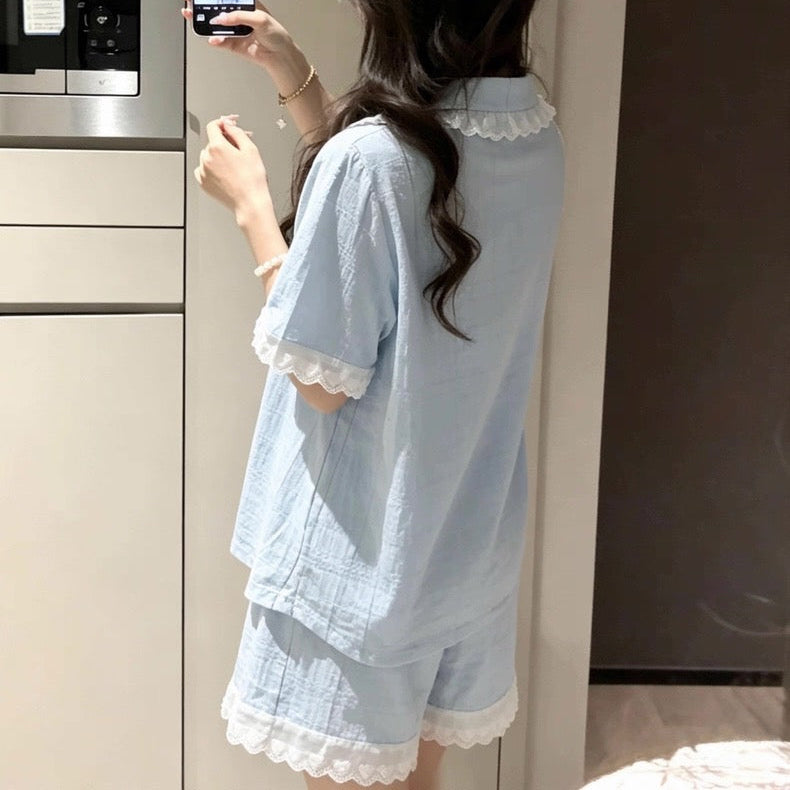 Blue Lace Doll Pajama Set