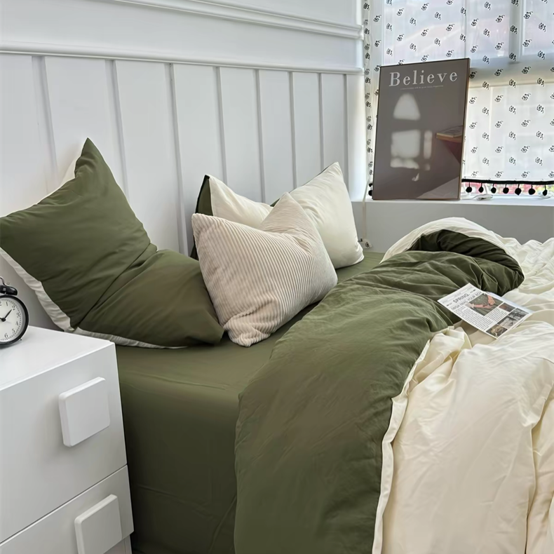 Retro Olive AIRCotton™ 4-in-1 Quilt Cover Set