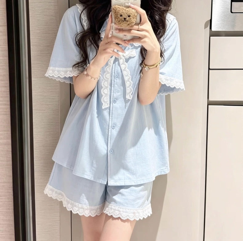 Blue Lace Doll Pajama Set