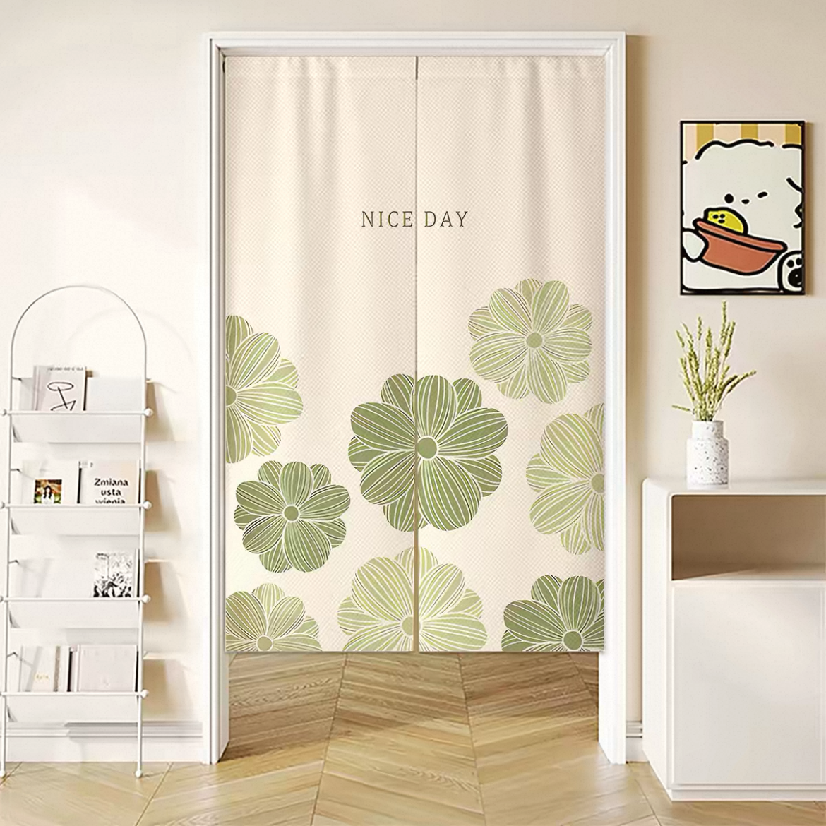 Four Leaf Clover Doorway Curtain with Hanging Rod