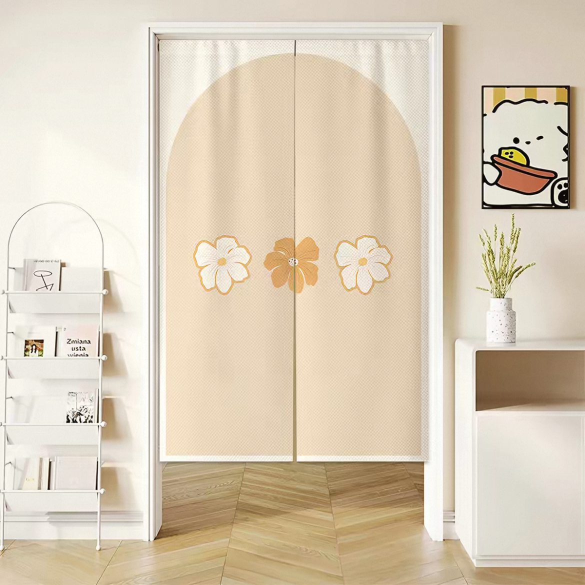 Breeze Orange Doorway Curtain with Hanging Rod