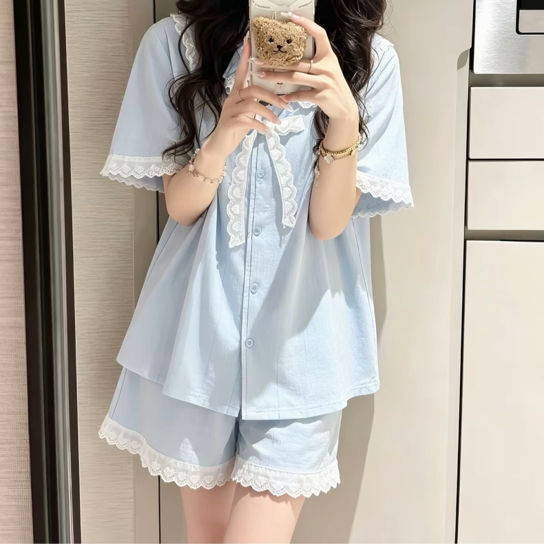 Blue Lace Doll Pajama Set
