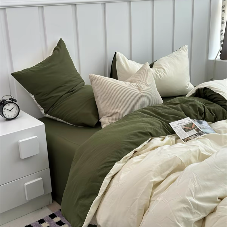 Retro Olive AIRCotton™ 4-in-1 Quilt Cover Set