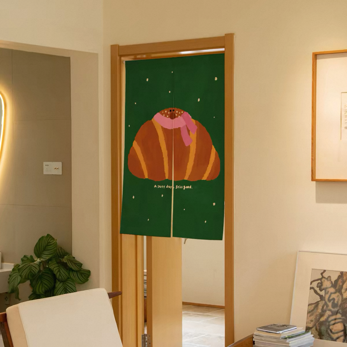 Croissant Doorway Curtain with Hanging Rod
