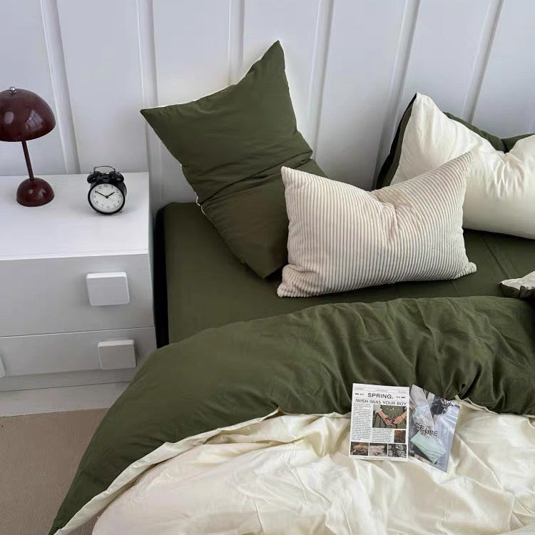 Retro Olive AIRCotton™ 4-in-1 Quilt Cover Set