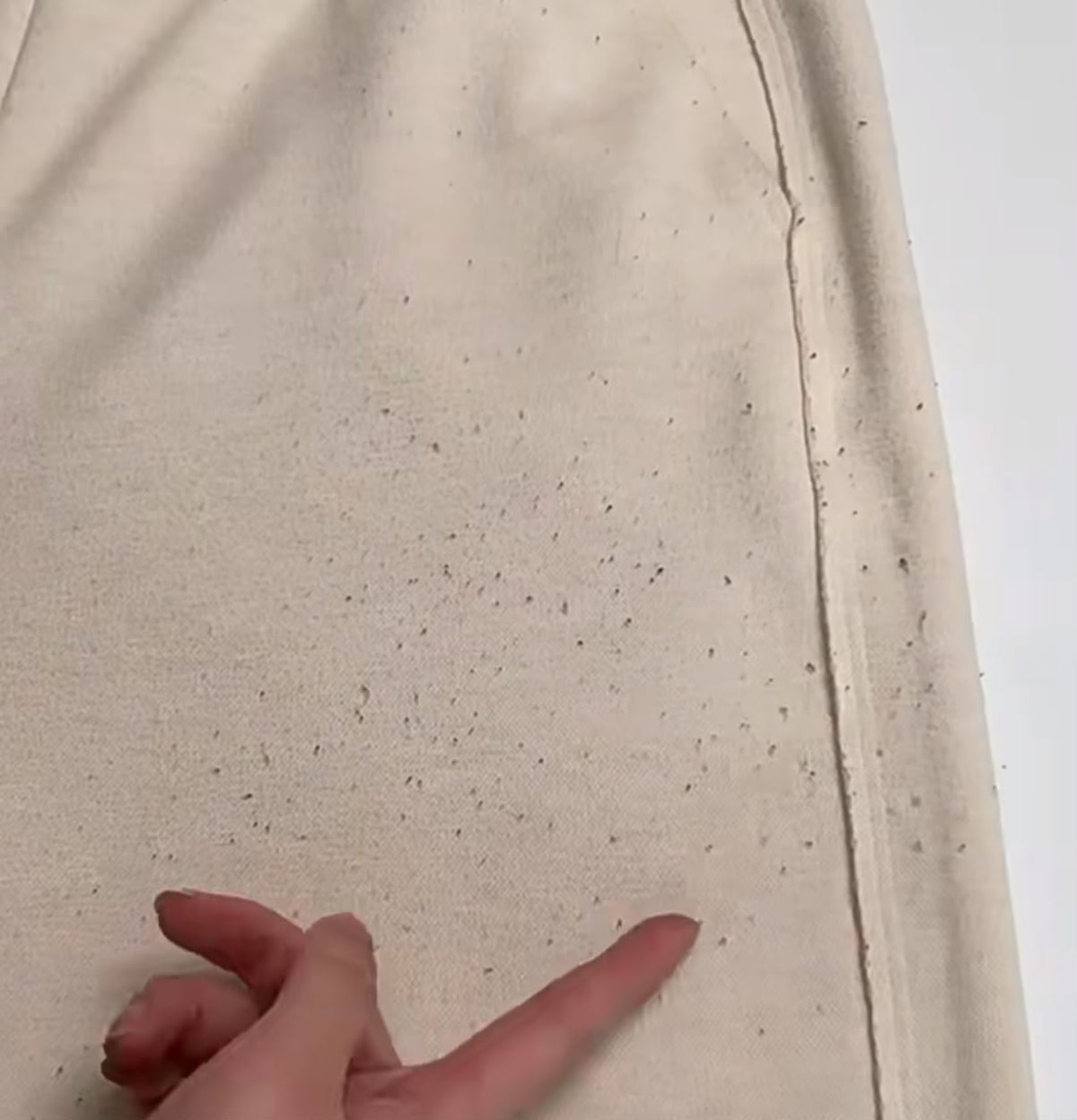 Normal fabric close-up after 10 washes, pilled