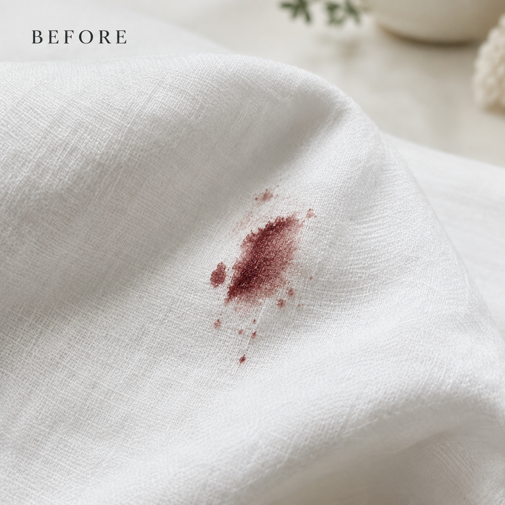 AirCotton fabric with stain before washing