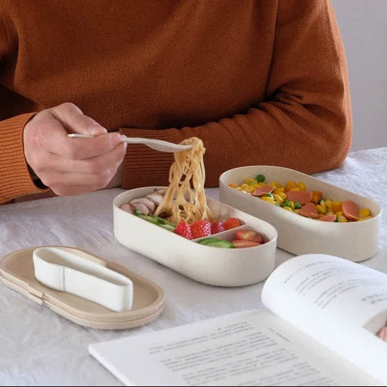 Double-Layer Microwave-Safe Bento Box with Cutlery