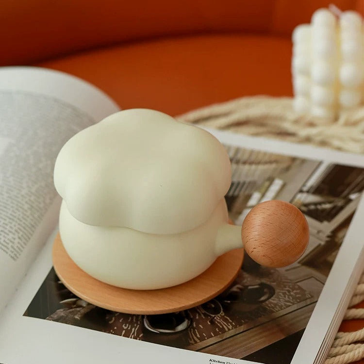 Cream Cloud Ceramic Mug + Beech Coaster