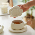 Cream Cloud Ceramic Mug + Beech Coaster