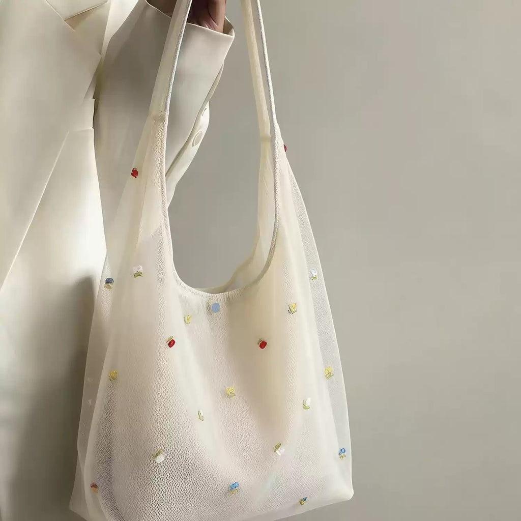 Ethereal Floral Mesh Tote Bag