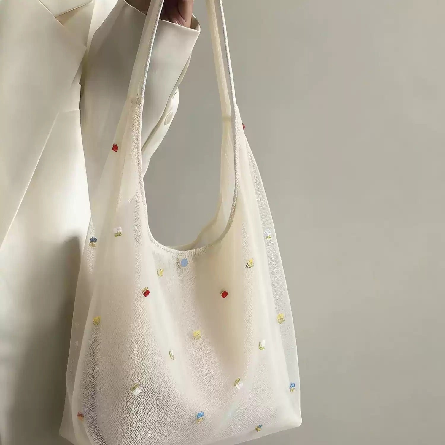 Ethereal Floral Mesh Tote Bag
