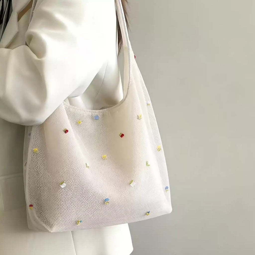 Ethereal Floral Mesh Tote Bag