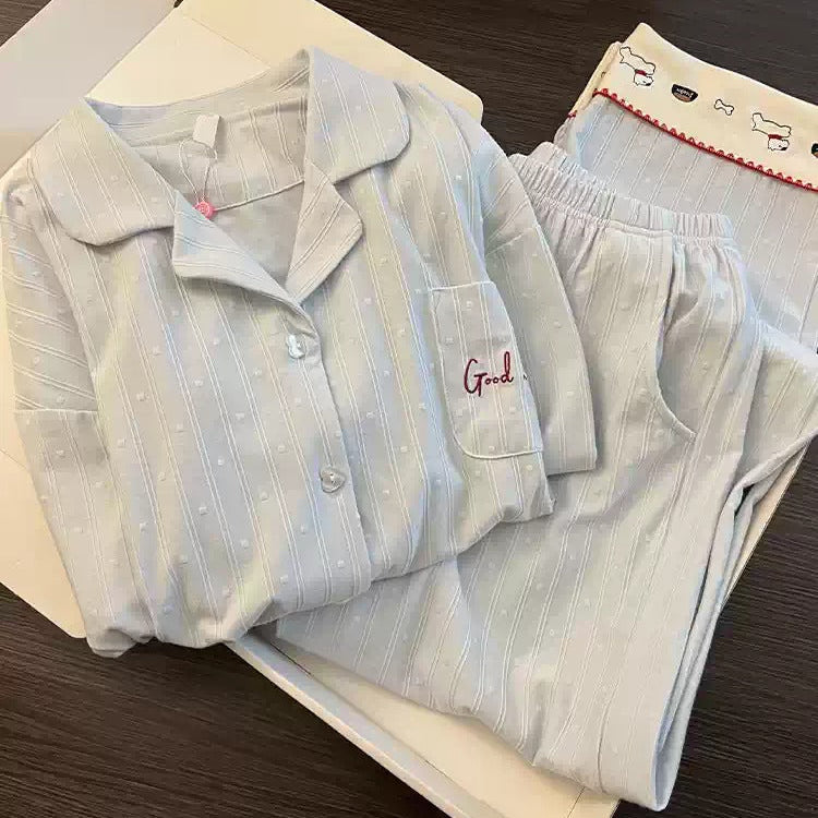 Light Blue Pointelle Pajama Set
